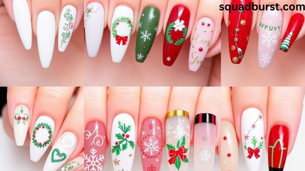 Welcoming the Season in Style: 31 Christmas Wreath Nail Designs!