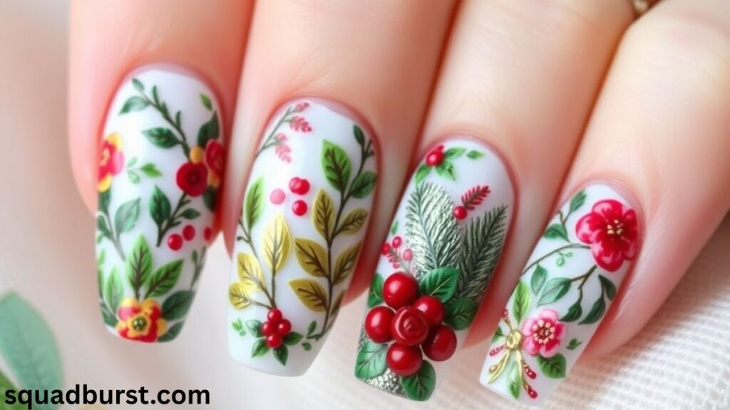 Welcoming the Season in Style: 31 Christmas Wreath Nail Designs!