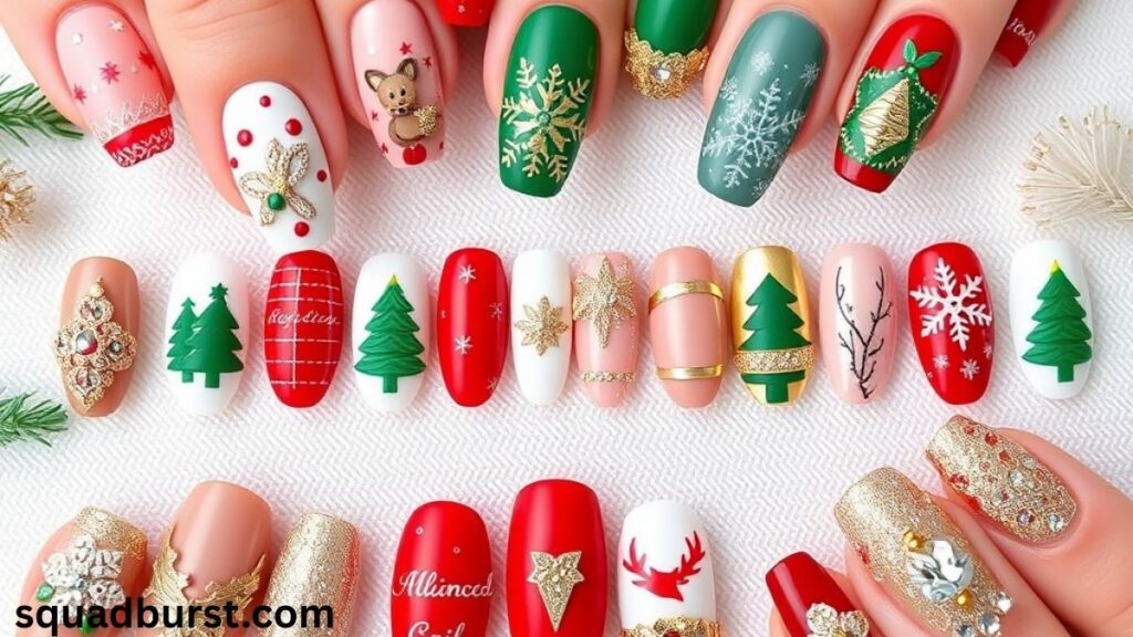 Welcoming the Season in Style: 31 Christmas Wreath Nail Designs!
